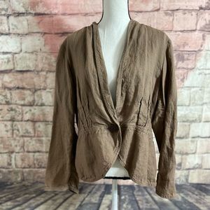 J. Jill Women's Brown Linen Tunic Cardigan Top Size Large